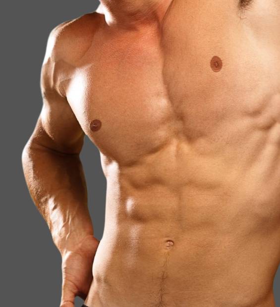 handsome shirtless young man
